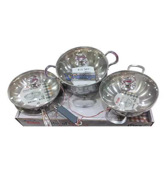 Kiam Natural Tri Ply 7-Pcs SS Cooker Set (Induction Bottom)