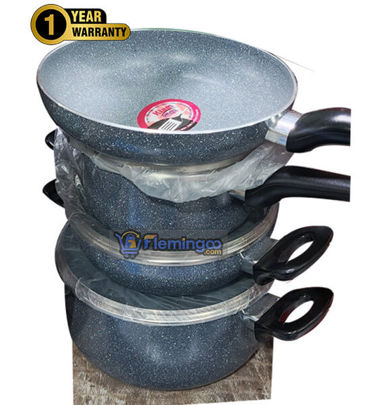 Kiam Non-Stick Marble Coating 7pcs Cookware Set (Induction Bottom)